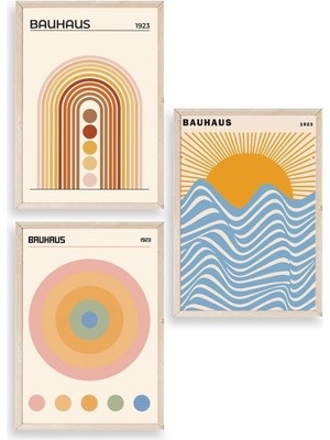 Yazline Global Bauhaus Üçlü Ahşap Çerçeveli Tablo 30 x 40