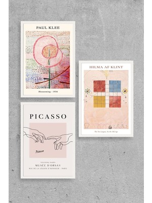 Yazline Global Ünlü Tablolar Üçlü Ahşap Çerçeveli Tablo 23 x 30