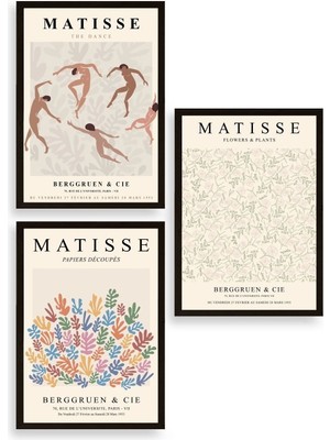 Yazline Global Matisse Üçlü Ahşap Çerçeveli Tablo 23 x 30