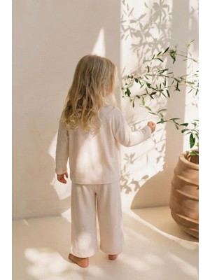 Cigit Yumuşak Dökümlü Oversize Bambu Takım 3-10 Yaş Ekru
