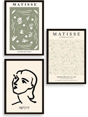 Yazline Global Matisse Üçlü Ahşap Çerçeveli Tablo 23 x 30