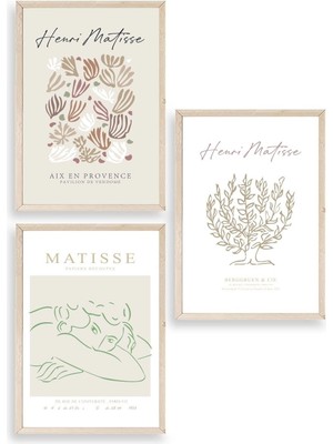 Yazline Global Matisse Üçlü Ahşap Çerçeveli Tablo 23 x 30