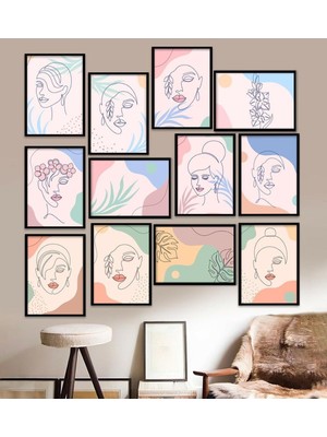 Yazline Global 12 Parça Çerçeve Görünümlü Mdf Tablo Seti 15 x 20