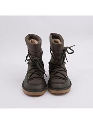 Ruxene Emily Düz Topuklu Bağcıklı Kar Botu Suni Deri Detaylı Rahat Yürüyüş İçin Sezonun Favorisi