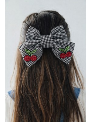 Katia & Bony Kiraz Aksesuarlı Pötikareli Fiyonk Otomat Toka Siyah