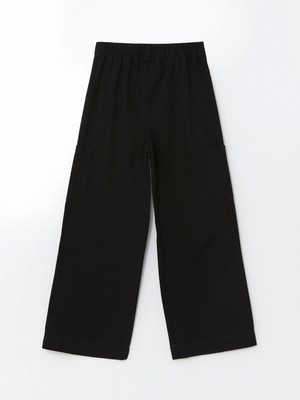 LC Waikiki Lcw Kids Siyah Beli Lastikli Kız Çocuk Kargo Pantolon