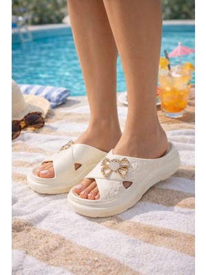 Slipcat Calx Yüksek Topuluklu Kelebek Detaylı Kadın Terlik