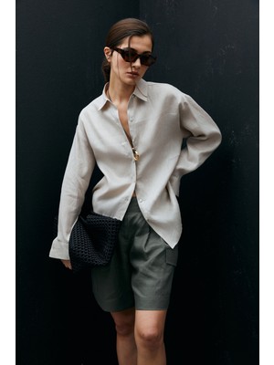 Lufian Barrı Kadın Keten Gömlek Siyah