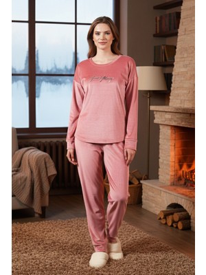 Remsa Kadın Kadife Pijama Takımı 25386 Pudra