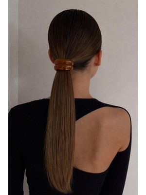 Katia & Bony Oval Kemik Aksesuarlı Lastik Toka Kahverengi