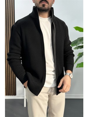 Edwox Erkek Oversize Örgü Hırka Siyah EDW433