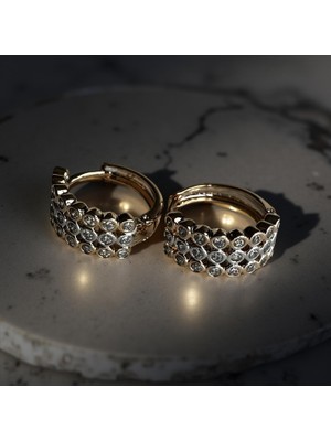 Luckyb Store Rose Silver Taşlı Halka Küpe