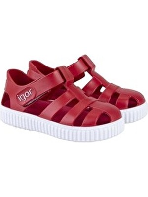 Igor Kız/Erkek Çocuk Sandalet Ayakkabı Kırmızı PVC Malzeme ile Suya Dayanıklı ve Kaymaz Özellik