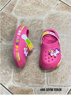 Calx Kız Çocuk Pembe Unicorn Figürlü Kaydırmaz Taban Eva Sandalet Özellikli Terlik