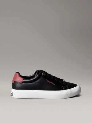 Calvin Klein Vulc Bağcıklı Deri ve Hareli Kadın Siyah Sneaker HW0HW02747-0GK