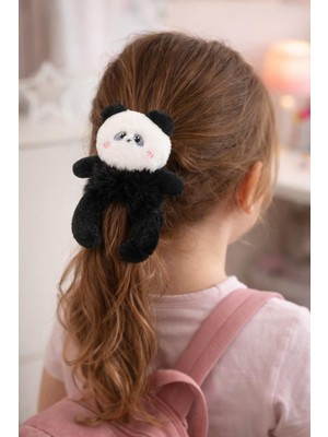 Panda Aksesuarlı Lastik Toka Siyah