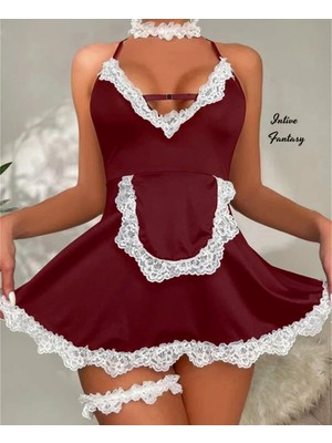 Intive Lingerie Intive Fantasy French Maid Arkası Çapraz Dekolteli Mini Fransız Hizmetçi Kostüm
