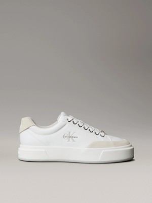 Calvin Klein Basket Cupsole Bağcıklı Deri Karışımlı Kadın Beyaz Sneaker YW0YW02023-0K7