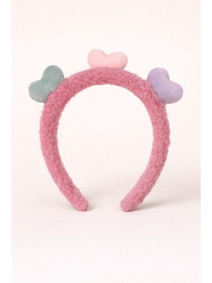 Renkli Kalp Aksesuarlı Taç Koyu Pembe