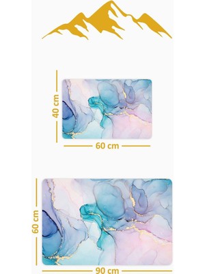 Dolce Mariee Yıkanabilir Kaymaz Tabanlı Modern Desenli 2'li Banyo Paspas Takımı BPS0022