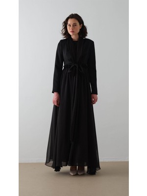 Miha Yakası Fular Detaylı Takım Elbise Siyah