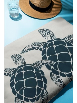 Dolce Mariee Dijital Baskı Plaj Deniz Havlusu Kaplumbağa Desenli Peştamal HVL0128