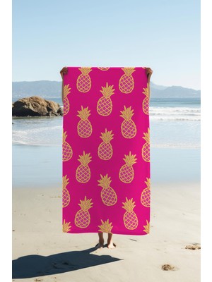Dolce Mariee Dijital Baskı Plaj Deniz Havlusu Ananas Desenli Peştamal HVL0167