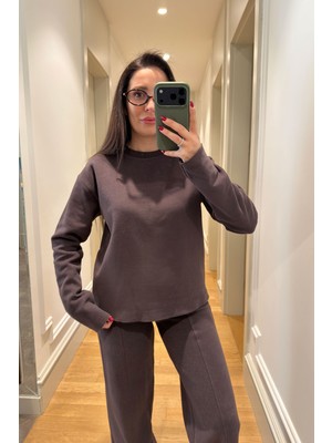 Magarde Selanik Örgü Basic Triko Takım- Kahverengi