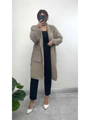 Nisum Moda Cepli Kalın Örgü Hırka