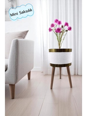 Dekoratif Saksılık | Bej, Krem, Pembe, Gri Ayaklı & Ayaksız Modeller | Kadife Kumaşlı Çiçeklik