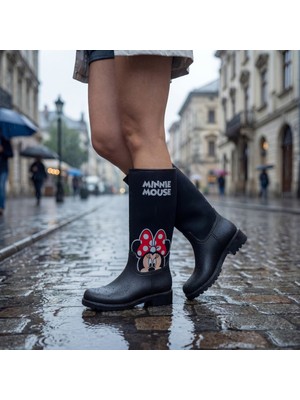 Çiğdem Mıckymouse Lastik Çizme - Siyah-Beyaz-Kırmızı - 36 - ST00616-SİYAH-BEYAZ-KIRMIZI-36