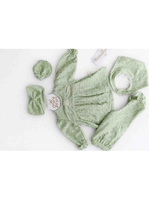 Minizeyn Kız Bebek Hastane Çıkış Seti 5li Hastane Çıkış Seti %100 Pamuklu Hassas Ciltlere Uygun