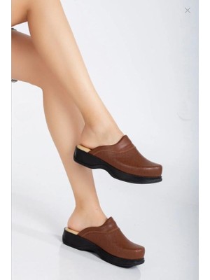 Shoemix Kadın Hakiki Deri Kahverengi Ortopedik Hemşire,doktor,veteriner,dentist,öğretmen,aşçı,gastro Sabo Terlik