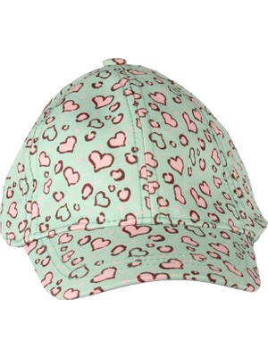 Bebegen Kız Çocuk Yeşil Kalp Baskılı Şapka 1-3 Yaş