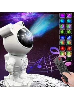 Go İthalat Astronot Gece Lambası Projektör Bluetooth Hoparlör Uzaktan Kumandalı (5314)