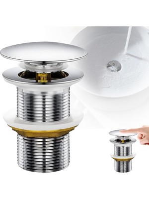 DESIPHON Lavabo Pop-Up Gider Süzgeci Paslanmaz Çelik & Pirinç Gövde, Gider Borusu Dahil Set