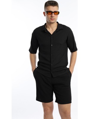 Polo State Erkek Crinkle Kumaş Regular Fit Gömlek Siyah