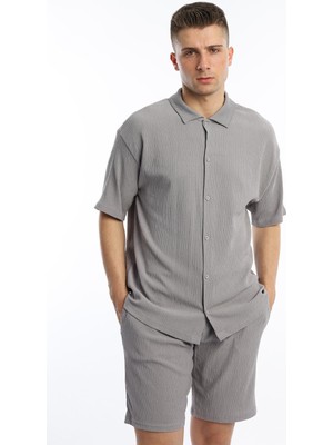 Polo State Erkek Crinkle Kumaş Regular Fit Gömlek Gri