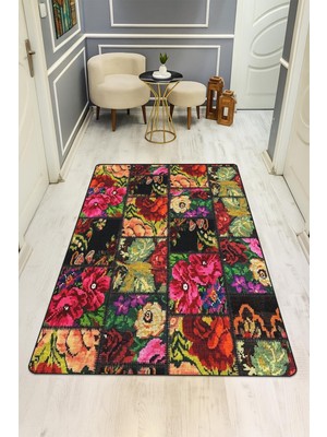 Dolce Mariee Vintage Desen Dijital Baskı Kaymaz Taban Halı H0013
