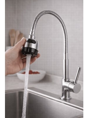Noctis Nest Tazyikli Oynar Başlıklı Spiral Musluk Başlığı 2 Fonksiyonlu Esnek 40 cm Paslanmaz Krom
