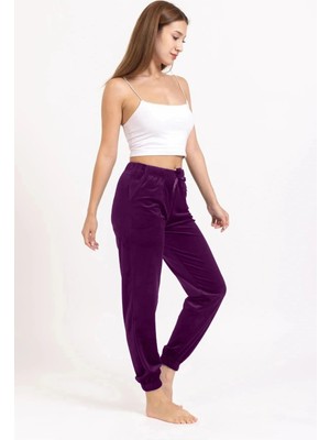 Mihra Kadın Lastikli Kadife Tek Alt Pijama