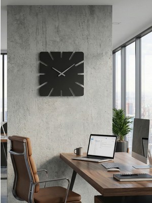 Nuvori Modern Tasarım Metal Duvar Saati -Mat Siyah Sessiz Mekanizma -Quartz 40 cm