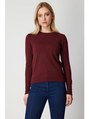 On Minimalist Kadın Uzun Kol Yuvarlak Yaka Kazak - Günlük & Ofis