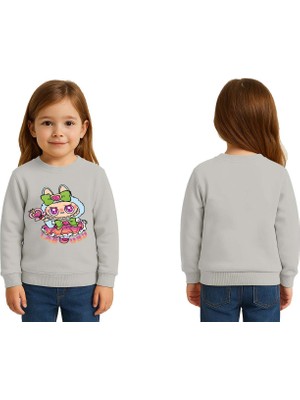 Sedirli Unisex Labubu Baskılı Çocuk Swaetshirt 3 Iplik Şardonlu