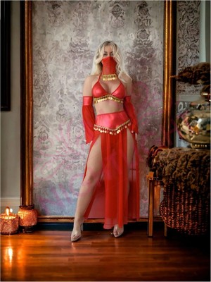 Mulvxbrf BRF02 Kırmızı Peçeli Dansöz Kıyefeti (Mulvix)