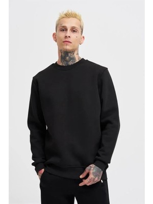 Machinist Erkek Regular Bisiklet Yaka Basic Sweatshirt Siyah