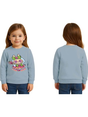 Sedirli Unisex Labubu Baskılı Çocuk Swaetshirt 3 Iplik Şardonlu