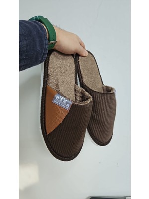 Slipcat Unisex Ev Terliği Kaymaz Tabanlı Ribana Kumaş Konforlu Model Şık ve Konforlu Ev Içi Terlik Yarı Deri