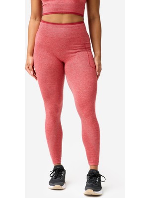 Decathlon Domyos Kadın Dikişsiz Tayt - Kas Geliştirme - Kırmızı/pembe