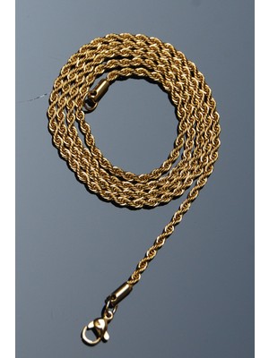 Rua Jewelry Burgu Halat Model Zincir Paslanmaz Çelik Kolye Altın Renk - 2mm 2 Yıl Garanti